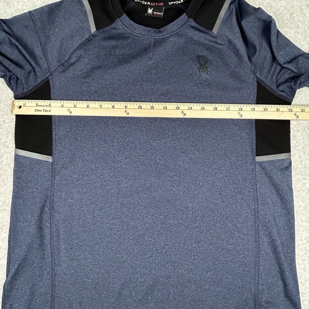 Spyder Active Shirt Mens M Blue/Black ProWeb Crew Neck Long Sleeve Pullover - Picture 7 of 9